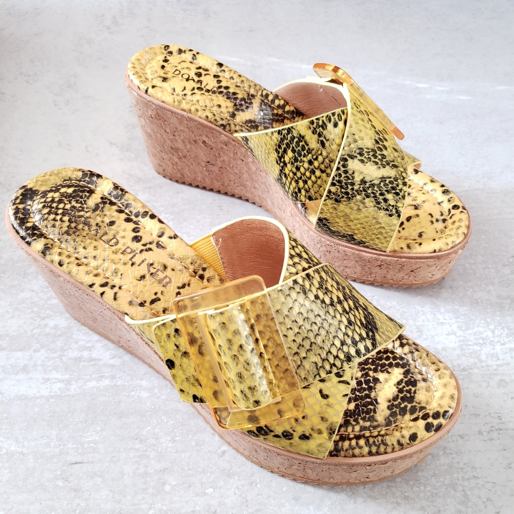 Donald Pliner Python Leather Wedge Platform Cork … - image 8